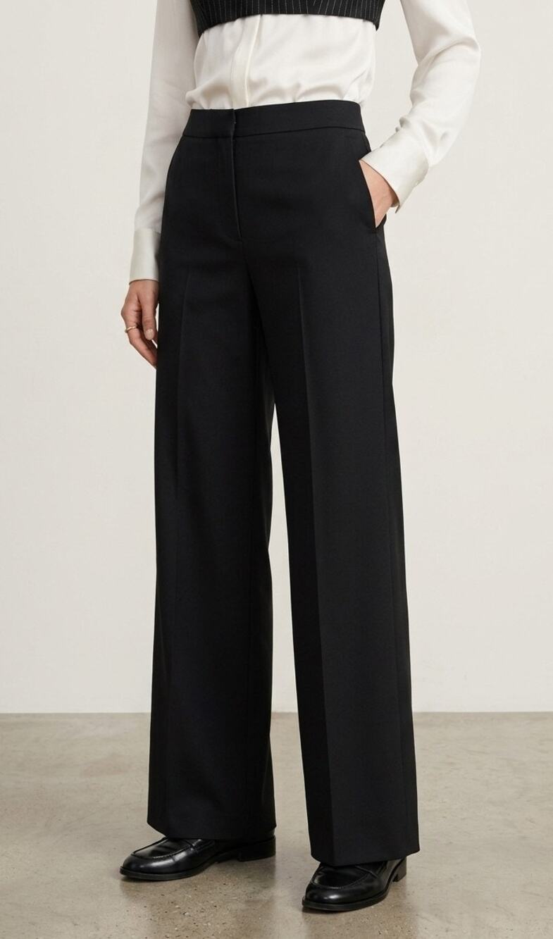 JW Anderson EUC Dark Navy Wool Wide Leg Trousers Double Row Button Pants Size 2